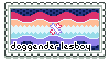 a stamp with the doggender lesboy flag and text that reads 'doggender lesboy'