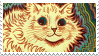 a stamp containing an editited version of louis wain's strike gently